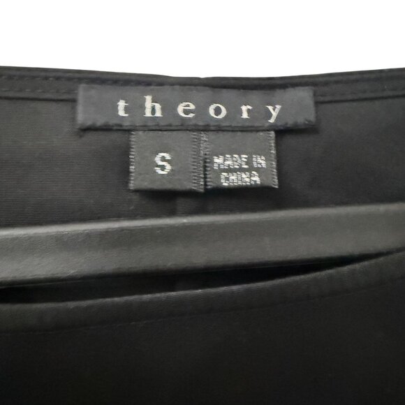 Theory Black Career Minimal Cotton Short Puff Sleeve Blouse Womens Small - Picture 2 of 6